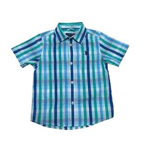 U.S. Polo Assn. Kids' Blue and Green Checkered Shirt